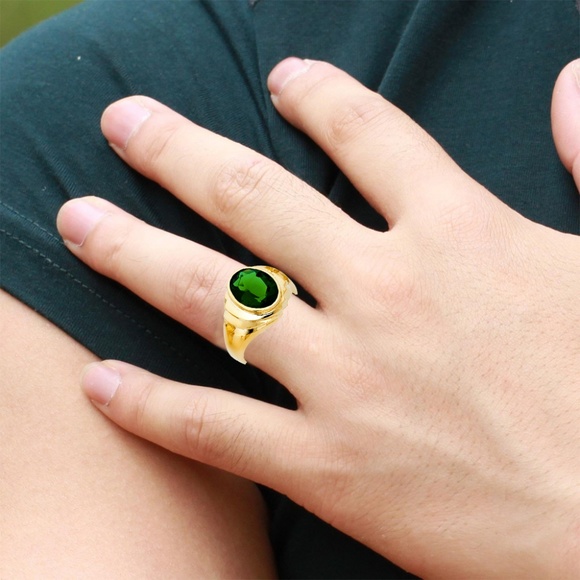 14K Yellow Gold CZ Men's Ring